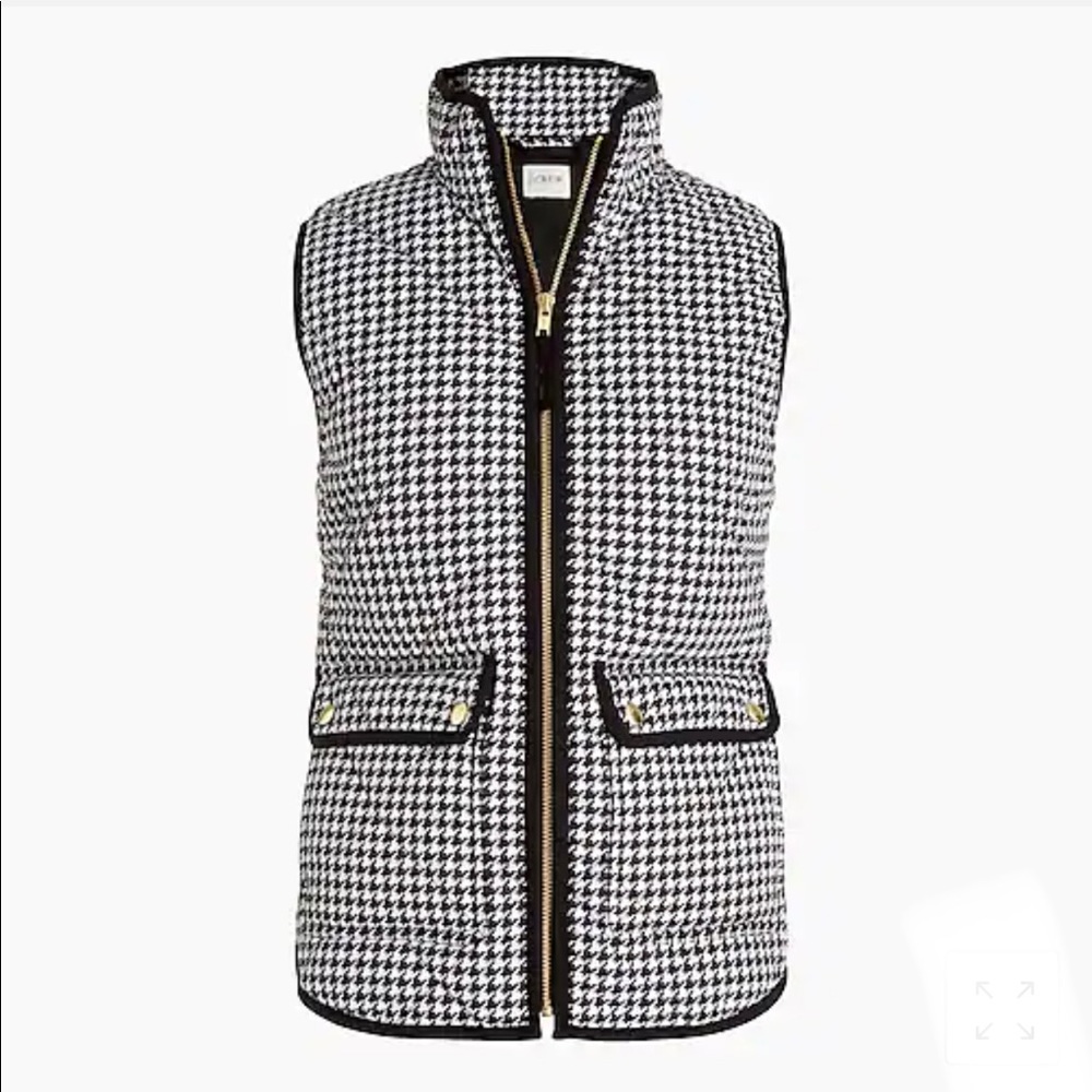 J.CREW Black & White Houndstooth Puffer Vest Alabama - Picture 1 of 13
